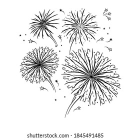 Holiday salute with a black outline on a white background, clipart, design, decoration