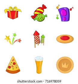 Holiday salute icons set. Cartoon set of 9 holiday salute vector icons for web isolated on white background
