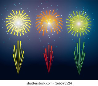 holiday salute. set of colorful fireworks. vector. eps10