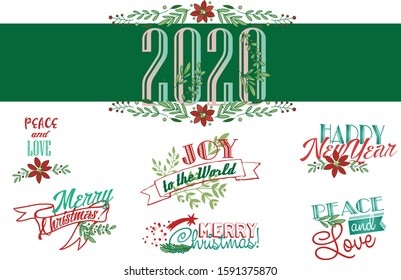 Holiday Santa's Workshop vector illustration banner cards cartoon greetings new year lettering