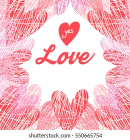 Holiday schedule bright vector background with hearts