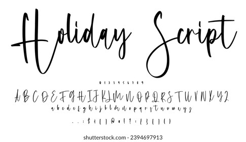 Holiday Script handwritten font Best Alphabet Alphabet Brush Script Logotype Font lettering handwritten