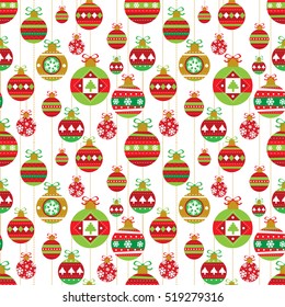 Holiday seamless background with christmas balls