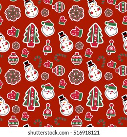 Holiday seamless background with christmas traditional symbols