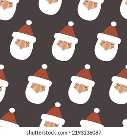 holiday seamless pattern with Cartoon Santa Claus. Merry Christmas. Colorful vector, flat style. hand drawing. design for fabric, print, wrapper