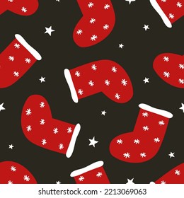 holiday seamless pattern with cartoon socks. Colorful vector flat for kids. hand drawing. baby design for fabric, print, wrapper, textile