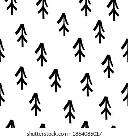 holiday  seamless pattern with cartoon trees. Forest, simple flat vector. hand drawing. design for fabric, print, wrapper