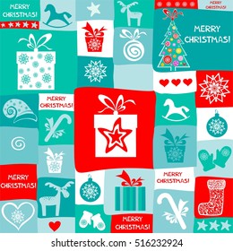 Holiday seamless pattern. Christmas background. Vector Illustration.
