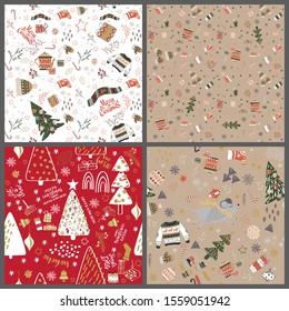 Holiday Seamless Pattern with Christmas Cookies. Xmas winter poster collection
