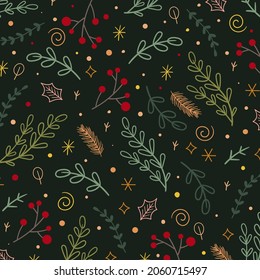 Holiday seamless pattern. Christmas cute background. Vector illustration