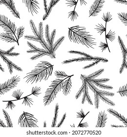 Holiday Seamless Pattern with Christmas forest branches.