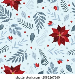 Holiday Seamless Pattern with Christmas forest branches.