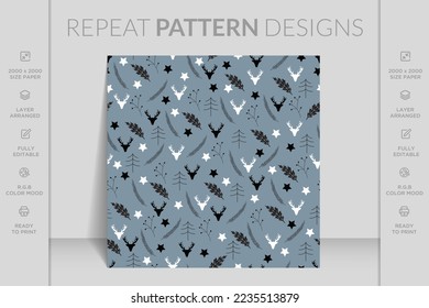 Holiday seamless pattern for Christmas. Pattern for a luxurious gift wrapping paper, greeting cards