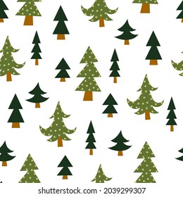 holiday seamless pattern with christmas tree. Colorful vector, flat style. hand drawing. design for fabric, print, wrapper