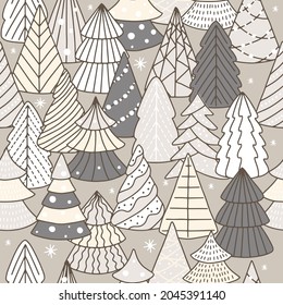 Feiertag Nahtlose Muster mit Weihnachtsbaum. Weihnachtswinterhintergrund