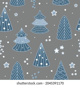 Holiday Seamless Pattern with Christmas tree. Xmas winter background