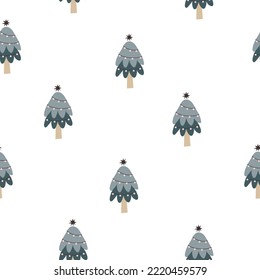 holiday seamless pattern with christmas tree. Colorful vector, flat style. hand drawing. design for fabric, print, wrapper