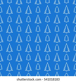 Holiday seamless pattern with christmas tree and snowflakes. Vector abstract background.