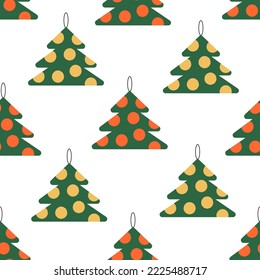 Holiday seamless pattern with christmas trees. Vector background. Cute flat illustration