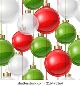 Holiday seamless pattern design with christmas balls.