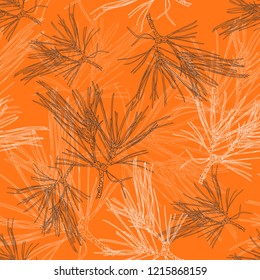 Holiday seamless pattern with fir tree branches. Template for a business card, banner, poster, notebook, invitation. Vector illustration for your design