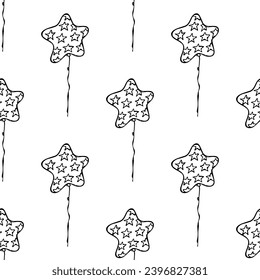 Holiday seamless pattern with flying balloon doodle for decorative print, wrapping paper, greeting cards, wallpaper and fabric