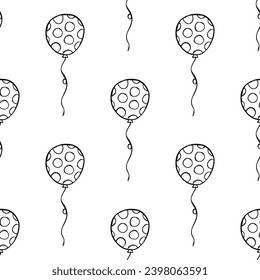 Holiday seamless pattern with flying balloon doodle for decorative print, wrapping paper, greeting cards, wallpaper and fabric