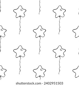 Holiday seamless pattern with flying balloon doodle for decorative print, wrapping paper, greeting cards, wallpaper and fabric
