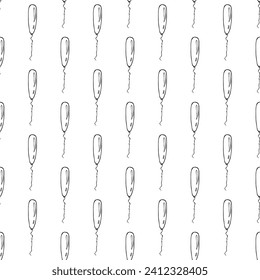 Holiday seamless pattern with flying balloon doodle for decorative print, wrapping paper, greeting cards, wallpaper and fabric