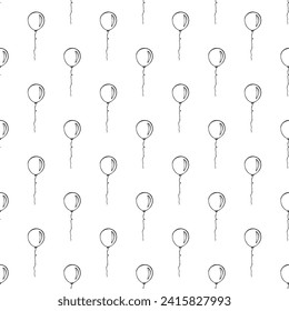 Holiday seamless pattern with flying balloon doodle for decorative print, wrapping paper, greeting cards, wallpaper and fabric