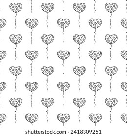 Holiday seamless pattern with flying balloon doodle for decorative print, wrapping paper, greeting cards, wallpaper and fabric