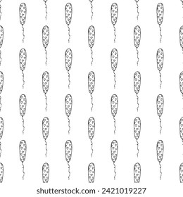 Holiday seamless pattern with flying balloon doodle for decorative print, wrapping paper, greeting cards, wallpaper and fabric