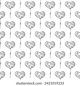 Patrón ininterrumpido de vacaciones con doodle de globo volador para impresión decorativa, papel de envoltura, tarjetas de felicitación, papel pintado y tela