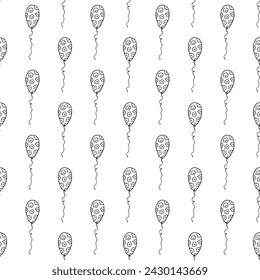 Holiday seamless pattern with flying balloon doodle for decorative print, wrapping paper, greeting cards, wallpaper and fabric