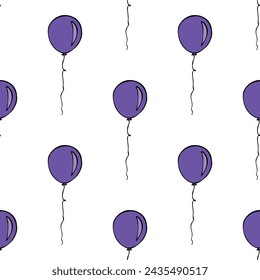 Holiday seamless pattern with flying balloon doodle for decorative print, wrapping paper, greeting cards, wallpaper and fabric