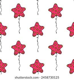 Holiday seamless pattern with flying balloon doodle for decorative print, wrapping paper, greeting cards, wallpaper and fabric