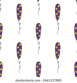 Holiday seamless pattern with flying balloon doodle for decorative print, wrapping paper, greeting cards, wallpaper and fabric