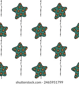 Holiday seamless pattern with flying balloon doodle for decorative print, wrapping paper, greeting cards, wallpaper and fabric