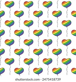 Holiday seamless pattern with flying balloon doodle for decorative print, wrapping paper, greeting cards, wallpaper and fabric