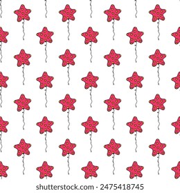 Holiday seamless pattern with flying balloon doodle for decorative print, wrapping paper, greeting cards, wallpaper and fabric