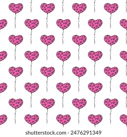 Holiday seamless pattern with flying balloon doodle for decorative print, wrapping paper, greeting cards, wallpaper and fabric