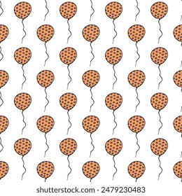 Holiday seamless pattern with flying balloon doodle for decorative print, wrapping paper, greeting cards, wallpaper and fabric