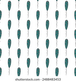 Holiday seamless pattern with flying balloon doodle for decorative print, wrapping paper, greeting cards, wallpaper and fabric