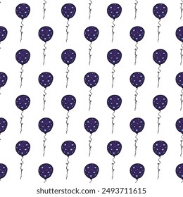 Holiday seamless pattern with flying balloon doodle for decorative print, wrapping paper, greeting cards, wallpaper and fabric