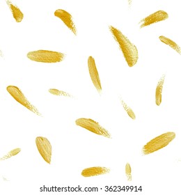Holiday seamless pattern with golden hand drawn smears. Vector background. 