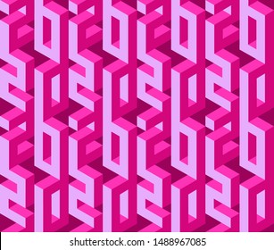 Holiday seamless pattern with isometric numbers 2020. Happy new year. Winter background in pink and dark pink colors. Template  packaging, printing on fabric, greeting card, brochure, poster, banner.