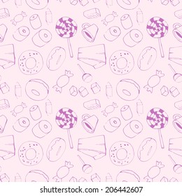 Holiday seamless pattern  with macaroon, coffee and cupcakes