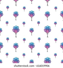 Holiday seamless pattern with multicolor air balloons. Design concept for gift cards, birthday greeting cards, festival decoration.