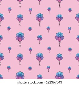 Holiday seamless pattern with multicolor air balloons. Design concept for gift cards, birthday greeting cards, festival decoration.