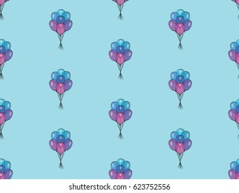 Holiday seamless pattern with multicolor air balloons. Design concept for gift cards, birthday greeting cards, festival decoration.